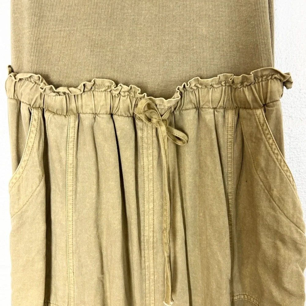 Anthropologie Daily Practice Dress size M Be Bold Twofer Khaki Cargo Midi Tank - Picture 5 of 10